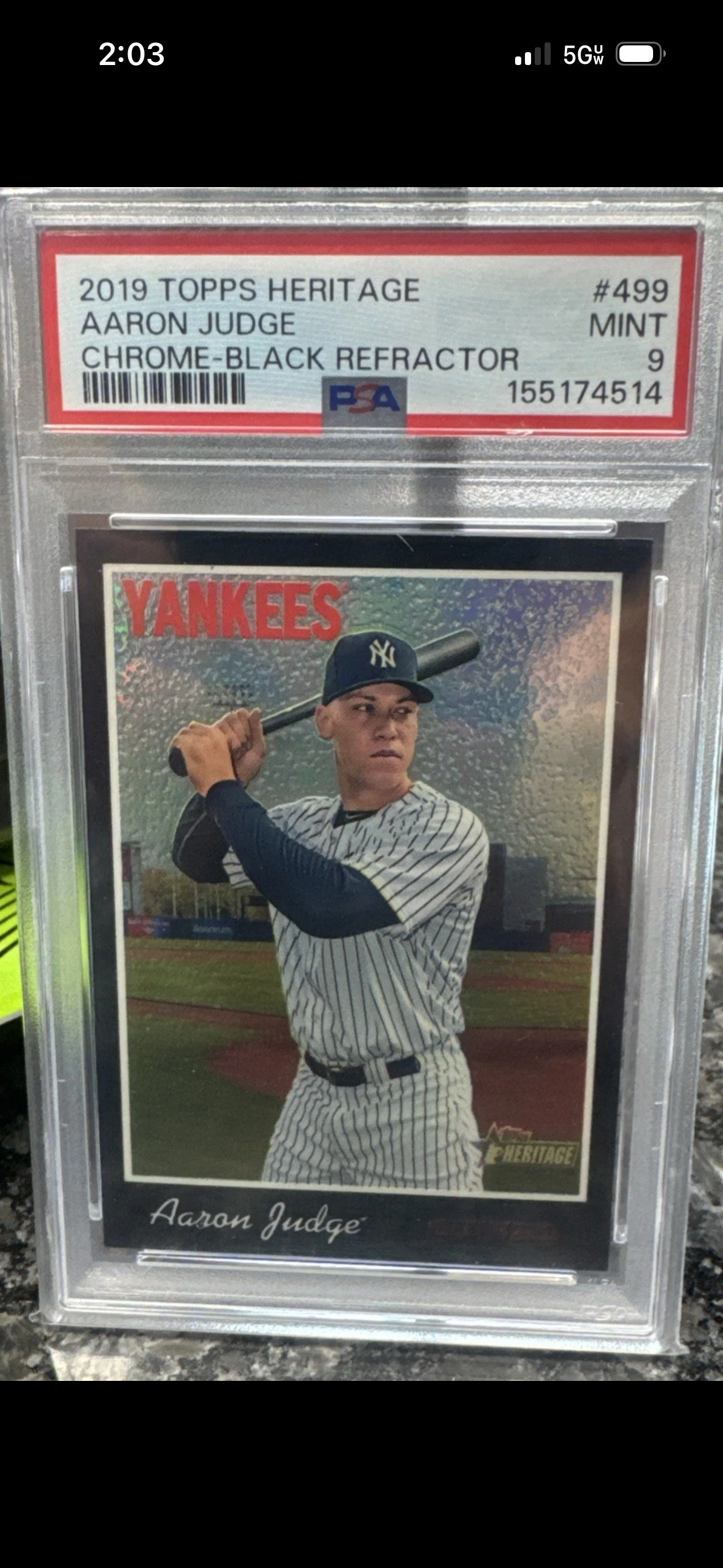2019 Aaron Judge Black Refractor PSA 9